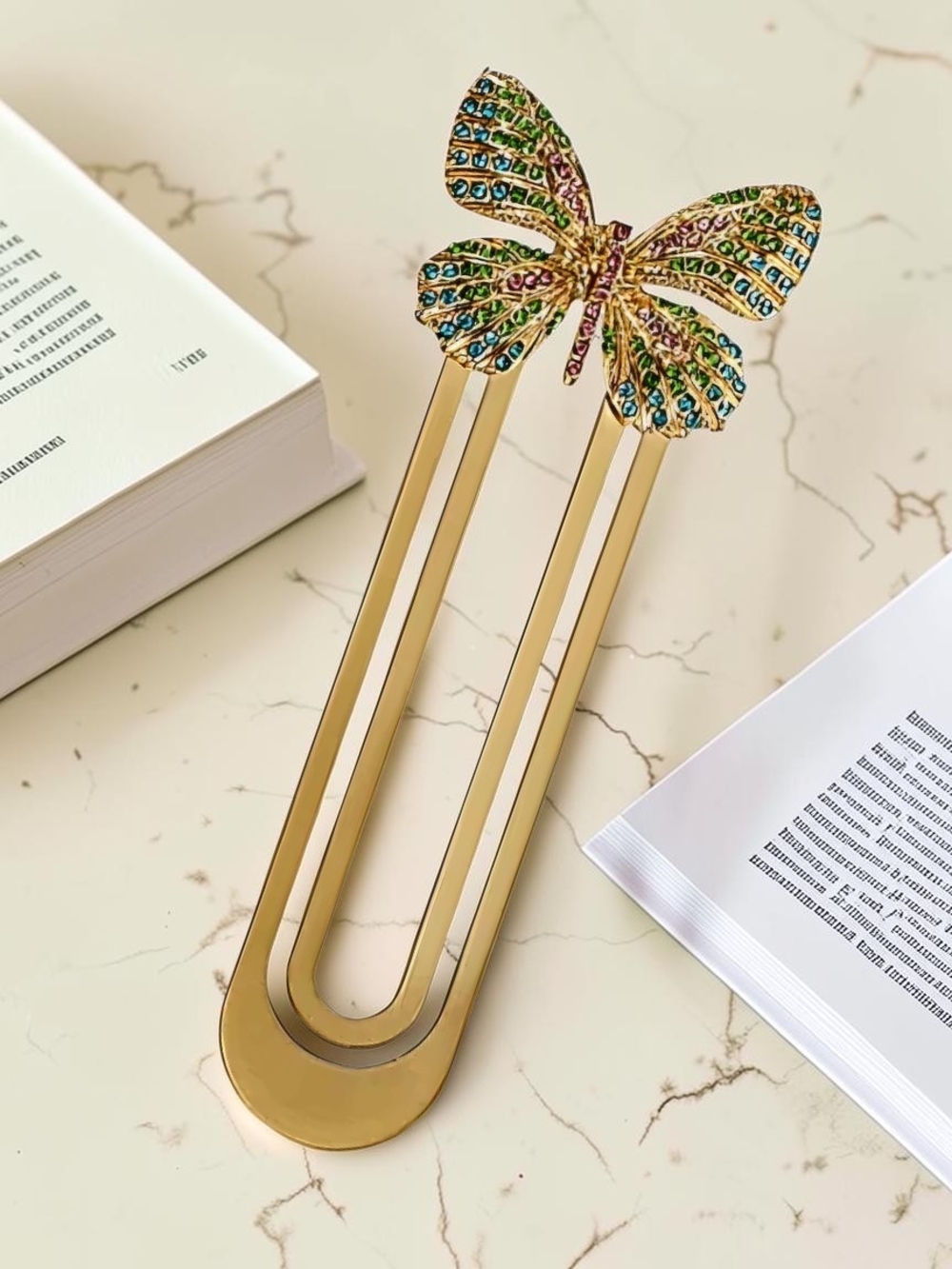 NEW Monet Jewelry Gold Tone Multi Butterfly Bookmark W:1.5" L:4.3" New In Box